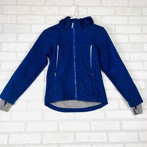 H&M Sport Girls Activewear Jacket 11-12Y Blue Purple Leopard‎ Print Hoodie